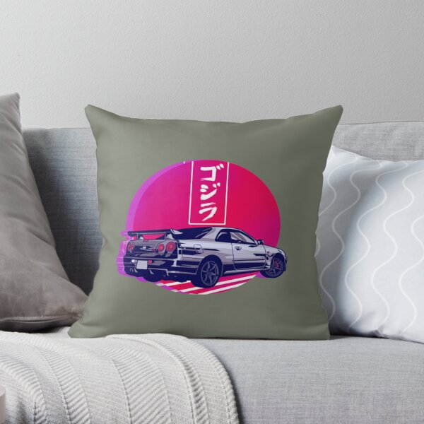 GTR R34 Gojira Sunset       Throw Pillow RB1509 product Offical gojira band Merch